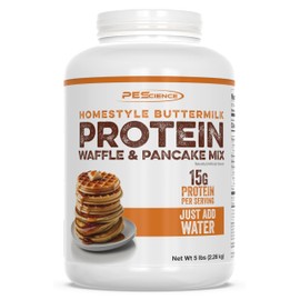 PEScience Protein Pancake Mix for Protein Waffles and Pancakes, Just Add Water, Whey and Casein Blend, Amazing Taste and Fluffy Texture, Homestyle Buttermilk, 36 Servings