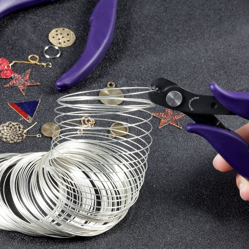 SPEEDWOX 5.5" Memory Wire Cutting Pliers with 200 Loops Memory