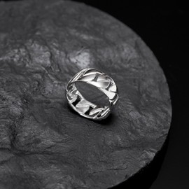 Tuscany Silver Men's Sterling Silver Rhodium Woven Ring, Size V