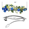JCGY Crystal Metal Barrette Sprig of Leaves and Flower Barrette