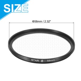 sourcing map 58mm Star Lens Filter, Starburst Lens Filter 8 Points Star Camera Lens Filter for Night Scenery Glassworks
