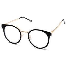 SOJOS Retro Round Blue Light Filter Glasses Women's TR90 Computer Glasses without Prescription SJ5055, c1 black frame/anti blue light lens