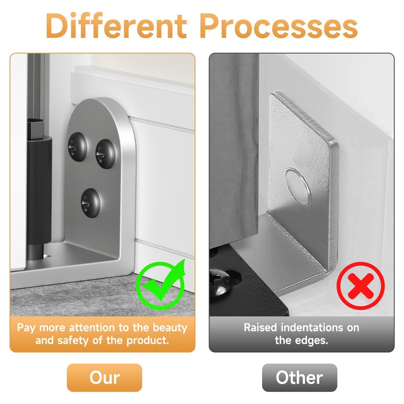 2PCS Sliding Barn Door Floor Guide, Adjustable Rollers Barn Door