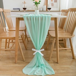 CHUQING Chiffon Table Runner,27x120 Inch, Mint Green, Table Collection, Dining Table Decoration for Picnic Party Kitchen Wedding