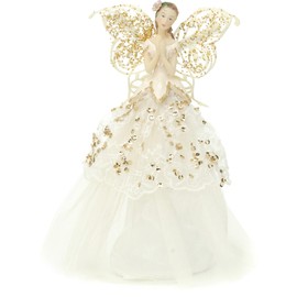 Festive Productions Fabric Angel Christmas Tree Topper, 23 cm - Gold/Cream