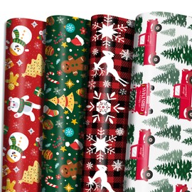 OHOME Christmas Wrapping Paper - Jumbo Sheets - Christmas Decorations | CHRISTMAS Gift Bags | Red, Green and White Tissue Paper - Gifts for Kids Men Women | Xmas Party Favors,29" x 42"