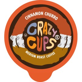 Crazy Cups Flavored Cinnamon Churro Single Serve Coffee for Keurig K-Cups Machines, Medium Roast in Recyclable Pods, (88 Count, Pack of 4)