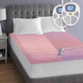 Serta Plush Heated Mattress Pad - Electric Bed Warmer with Dual Controller, 10 Heat Settings, Auto Shut Off Timer - Machine Washable Electric Mattress Pad, ETL Certified, Cal King, White