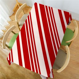 Swono Tablecloth 52"X70" Red and Cream Stripes, Christmas Pattern Candy Cane Lines Rectangle Table Cover Anti-Oil Tablecloth for Dining Tables, Parties, Wedding and Banquet Decoration