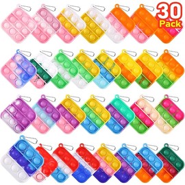 Kids Party Favors Fidget Toys Bulk 30 Pack Mini Pop Fidget Keychain Its Birthday Party Favors for Kids 4-8,8-12 Small Classroom Prizes Fidgets It End of Year Student Gifts Goodie Bag Stuffers