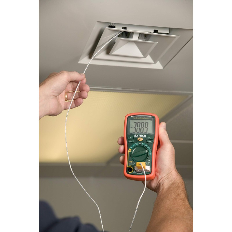 Extech EX330 12-Function Mini Multi-Meter Plus Non-Contact Voltage Detector,Green/Orange