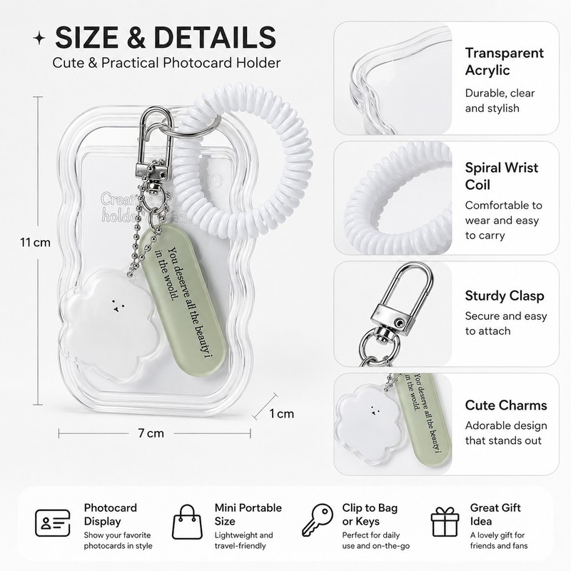Kpop Photocard Holder Keychain for Display – Cute Transparent Card
