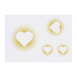 4 x 'Sunshine Heart' Temporary Tattoos - Water Resistant, Skin-Safe, Non-Toxic Transfers, Mixed Sizes (TO00084206)