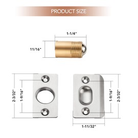 Ravinte Adjustable Ball Door Catch, Closet Ball Bearing Door Latch, Solid Brass Body & Stainless Steel Strike Plate, 8 Pack, Silver