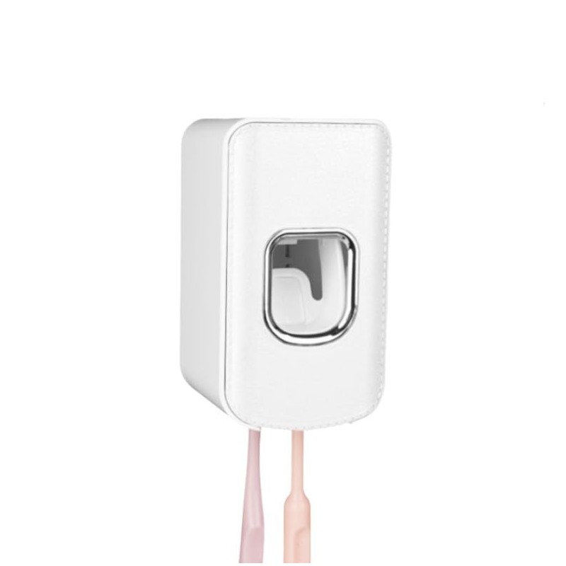 2 Slot Plastic Toothbrush Holder and Toothpaste Dispenser Wall Mounted,