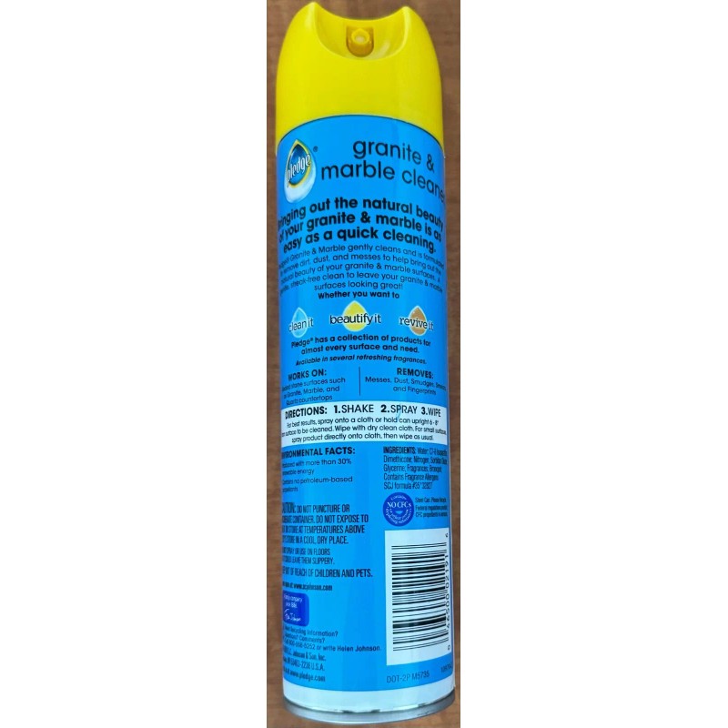 Pledge 6 Pledge Everyday Cleaner Clean It Granite & Marble