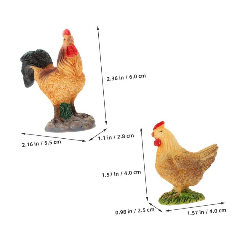 Outanaya 6Pcs Mini Chick Figurines Lifelike Rooster Hen Models for