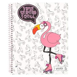 This Is How I Roll Skating Flamingo 1 Subject College Ruled Spiral Notebook White/Pink - Yoobi
