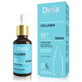 Delia Cosmetics - Serum Collagen - Moisturising, Anti-Wrinkle Treatment with Hyaluronic Acid for Dry Skin - 96% Natural Ingredients - Face and Décolleté - Day and Night - 30ml