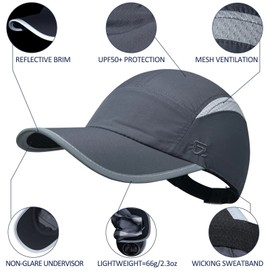 GADIEMKENSD Womens Hats Baseball Cap UPF 50+ Sun Quick Dry Lightweight Breathable Trucker Hat Outdoor Hiking Fishing Run Golf Sports A Mesh Hats Reflective Running Hat Ponytail for Women Dark Gray M/L