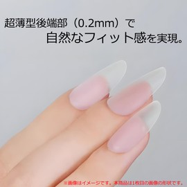 Audio Fan Nail Tips, Ultra Thin, Short, Clear, Sanding, Natural Fit, Pre-Sanded, False Nails, Thin, Approx. 0.08 inches (0.2 mm), Almond, S, 300 Pieces