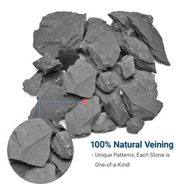 KINGRUI Natural Slate Stone for Aquarium 3-10 Inches Fish Tank Rocks Garden Stepping Stones for Landscaping Decor,Reptile Basking Aquascaping,Paludariums-20lb