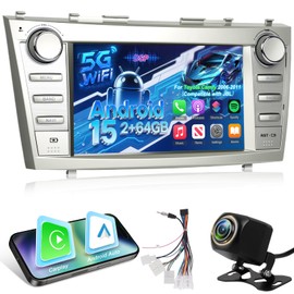 Android 15 Car stereo for Toyota Camry 2006 2007 2008 2009 2010 2011 with Wireless Carplay and Android Auto - 8 Inch IPS Touchscreen Radio with DSP, WiFi, GPS, Split Screen, SWC + AHD Rear View Camera