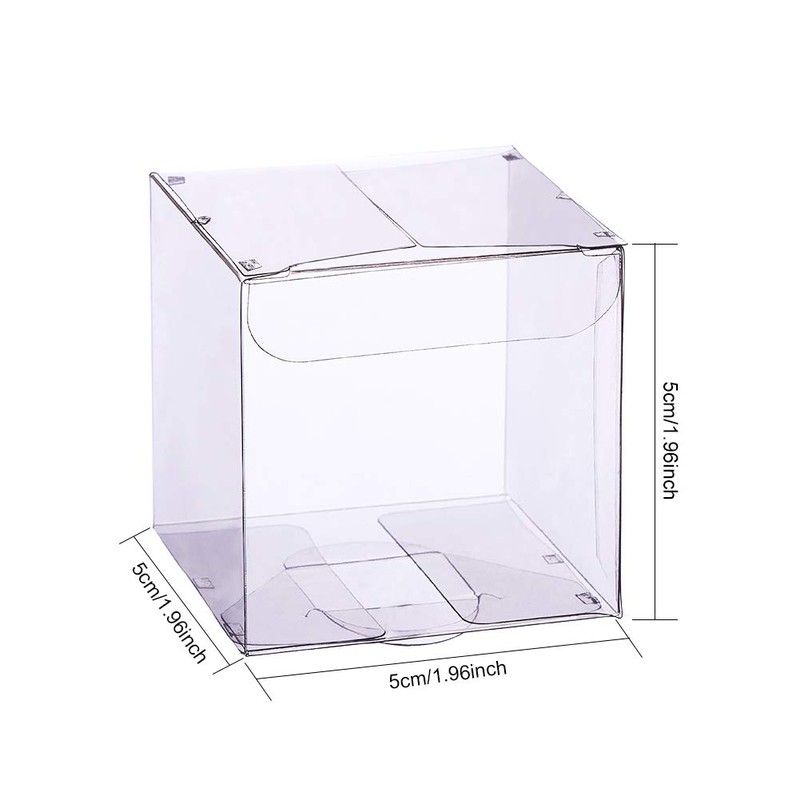 BENECREAT 60個セットPVC透明プラスチックケース 5x5x5㎝ 折り畳みボックス 防水 バレンタインデー チョコレート入れ 小物入れ クリアギフトボックス