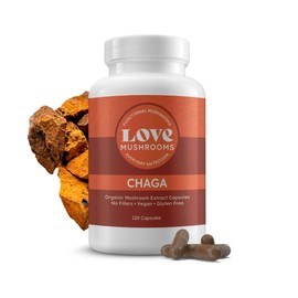 Love Mushrooms Chaga Mushroom Extract Capsules (>8% Beta-glucan), Organic, 120 Count (2 Month Supply)