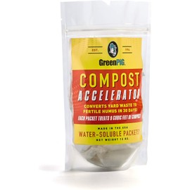 GREEN PIG Compost Accelerator Converts Yard Waste to Fertile Humus in 30 Days and Helps Control Odors Associated with Compost Piles, 1 Bag (12 Dissolvable Packets)