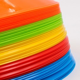 Hsthe Sea 50 pcs Marker Cones, Mesh Bag, Football Cones Set Sports Cones with Stand for Football, Hockey,Ice Skating, Handball or Training Aid for Coordination