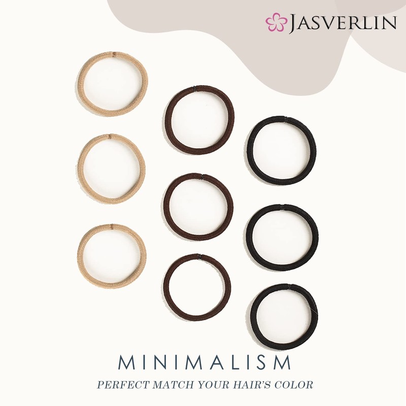 JASVERLIN Brown Thick Large Hair Elastics Ties, Damage-free Ponytail Holder