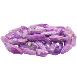 Nupuyai 460g Natural Rock Crystal Tip Irregular Titanium Garden Decoration Indoor Reiki Crystal Stones for Chakra Meditation and Home Decoration (Light Purple)