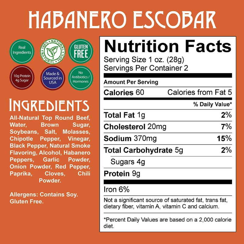Righteous Felon Beef Jerky - Habanero Escobar Flavor - All-Natural