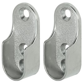 Oval Wardrobe Rail END Supports Rail Brackets 3 Hole 15mm Wide Nickel Plated Silver x2