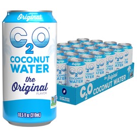 C2O - Coconut Water, The Original Flavor (24 Pack) - Made with Fresh Coconut Water - Plant Based - Non GMO - Canned Water - Natural Hydration, Essential Electrolytes, & Potassium - 24 Cans, 10.5 FL OZ