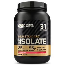 Optimum Nutrition Optimum Nutrition ON Gold Standard 100% Isolate Pure Whey Protein, Naturally Occurring BCAAs and Glutamine, Pre and Post Workout, Strawberry Flavour, 31 Servings, 930 g