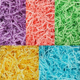 Uptotop Uptotop 5oz 5 Colors Crinkle Cut Paper Shred Filler for Gift Wrapping Basket Filling, Easter, Valentine's Day, Birthday, Christmas, Thanksgiving, Wedding, Mother's Day