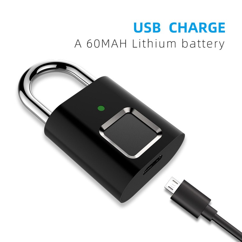 Smart Keyless Fingerprint Padlock Waterproof Biometric Prevent Theft Rechargeable USB
