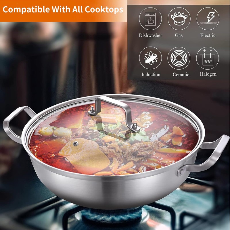 Delarlo Tri-Ply Stainless Steel 11 inch Everyday Pan with Lid,