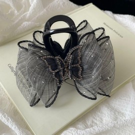 Star Star Shining Ribbon Hair Clip Hair Clip Banana Clip Hairpin Hairpin Hair Clip Hair Ornament Large Hairpin Hair Arrangement Accent Korean Style Simple Fashion Gift for Women (Gray)