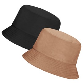 Rosoz Sombrero de pescador para mujeres y hombres, sombrero de verano para viajes, playa, sombrero de sol unisex, Negro/Caqui, 7 1/8-7 1/4