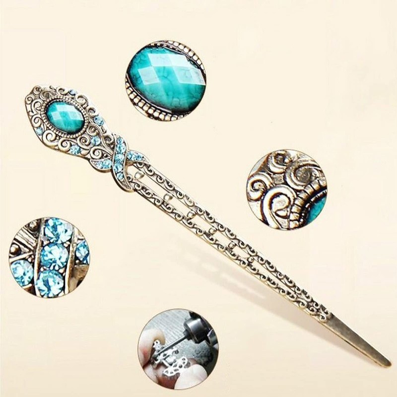 Classic Imitation Bronze Hair Claw Hair Accessory with Turquoise and