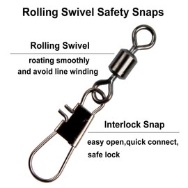 JSHANMEI ®100pcs/lot Ball Bearing Rolling Swivel with Interlock Snap Fishing Tackle Connector (6#)