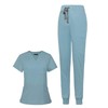 Baoblaze Female Scrub Set, Short Sleeves v Neckline Top and