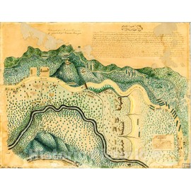 Historic 1847 Wall Map - Croquis del terro, Camino, bosques, barrancas, cerro y beredas de Cerro-Gordo con las posiciones de las topas Mejicanas y Americanas 24in x 18in