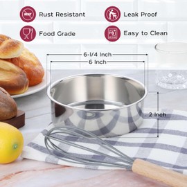 Onader - Juego de 3 moldes redondos de acero inoxidable para hornear de 6 pulgadas para boda, cumpleaños