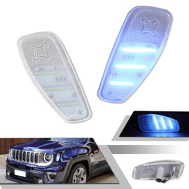 GTINTHEBOX Clear Lens Ice Blue LED Side Marker Light Lamps Kit Compatible with 2014-2024 Jeep Renegade