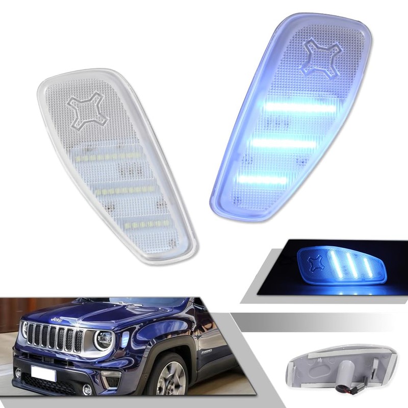 GTINTHEBOX Clear Lens Ice Blue LED Side Marker Light Lamps