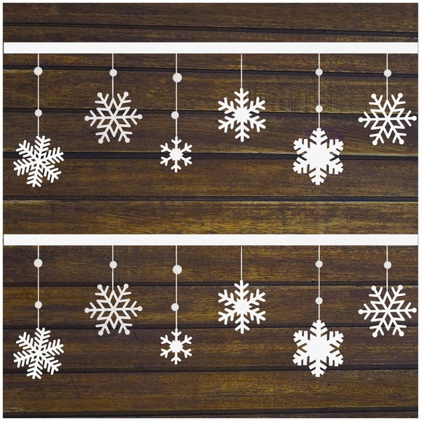 com-four® 2x winter decorative garland - decorative ribbon with snowflakes